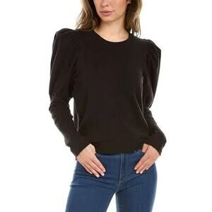 Nation ltd Gisela Sweatshirt Black Size Medium Crewneck Puff Shoulder